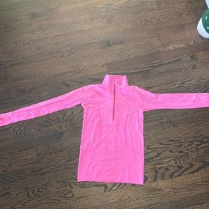 Neon pink lulu lemon long sleeve quarter-zip. Size 4. (DISCONTINUED)